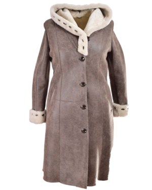 Azaria Women's Grey Shearling Leather Coat