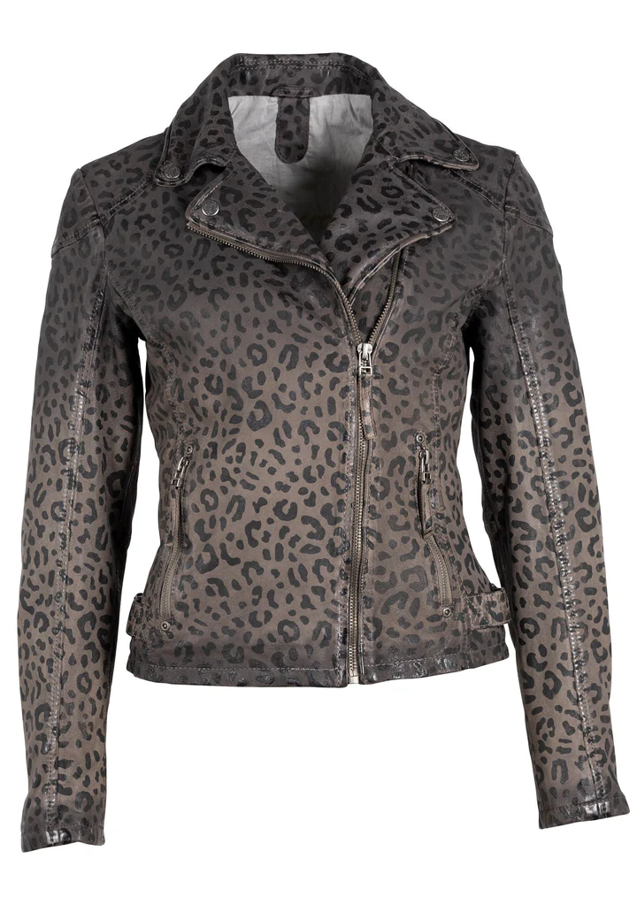 Bernard Women’s Leopard Print Leather Jacket