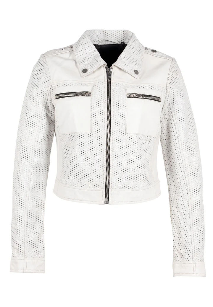 Blake Women's White Cropped Leather jacket