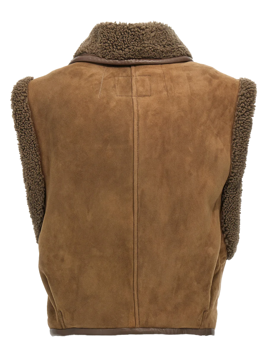 Britney Women's Brown Leather Gilet