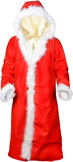 Christmas Costume Red Leather Coat