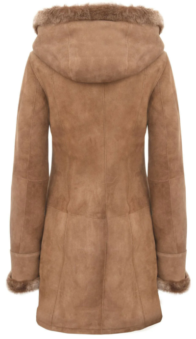 Clarissa Women's Hooded Sheepskin Leather Coat