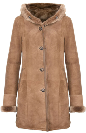 Clarissa Women's Hooded Sheepskin Leather Coat
