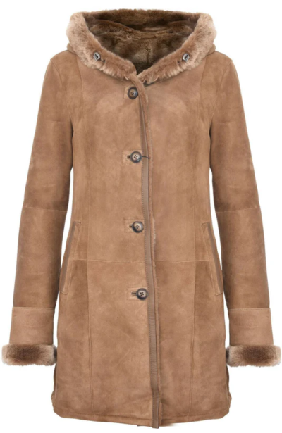 Clarissa Women's Hooded Sheepskin Leather Coat