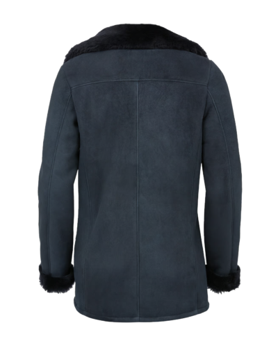 Corinne Women's Blue Double Breasted Leather Coat