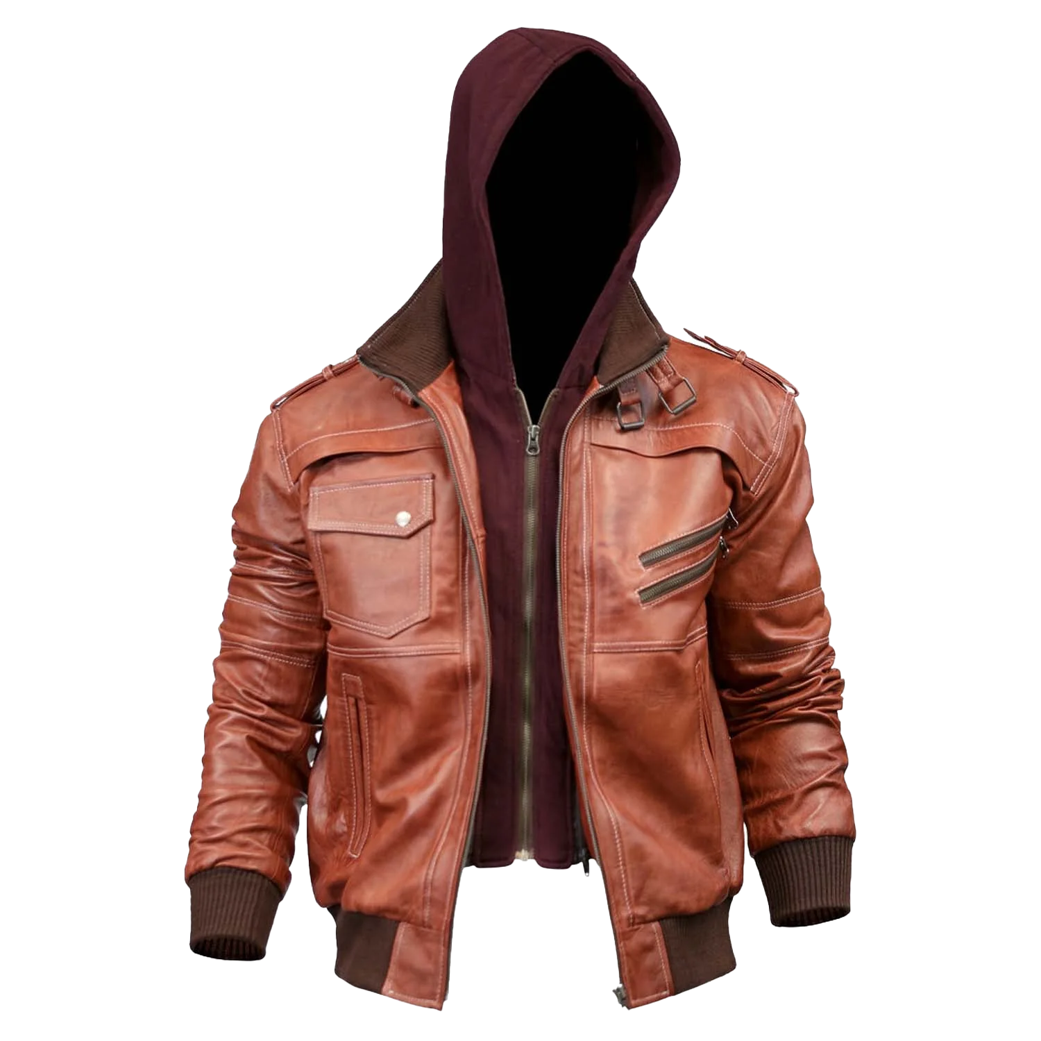 Cullen Men's Hooded Bomber Leather Jacket