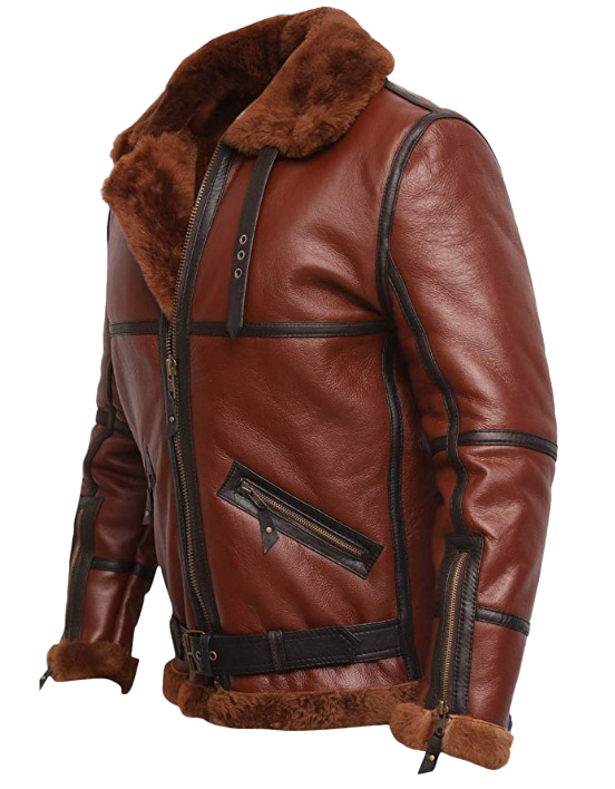 Damaris Men’s RAF Shearling Aviator Leather Jacket