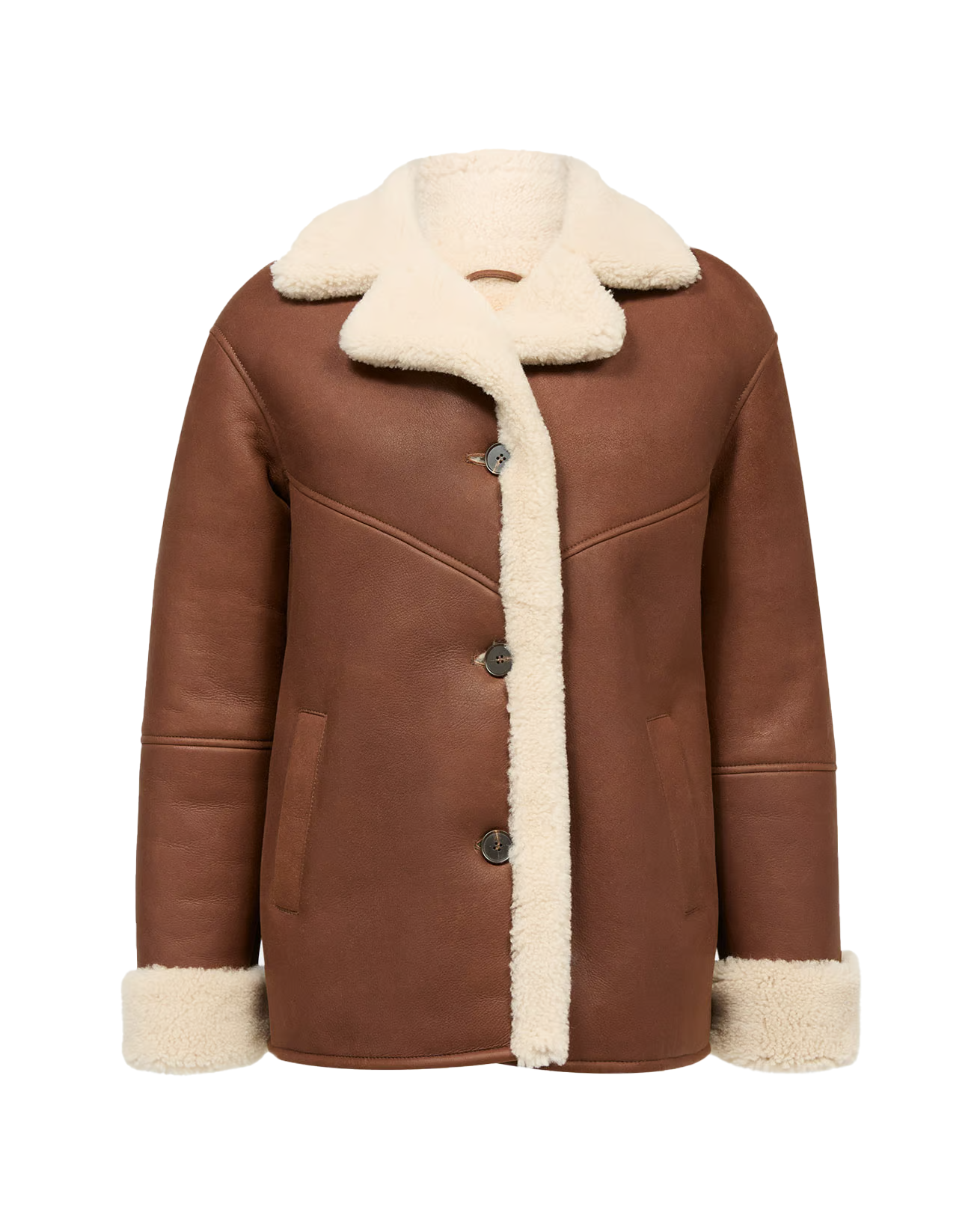 Daphne Women's Cognac Sheepskin Leather Coat