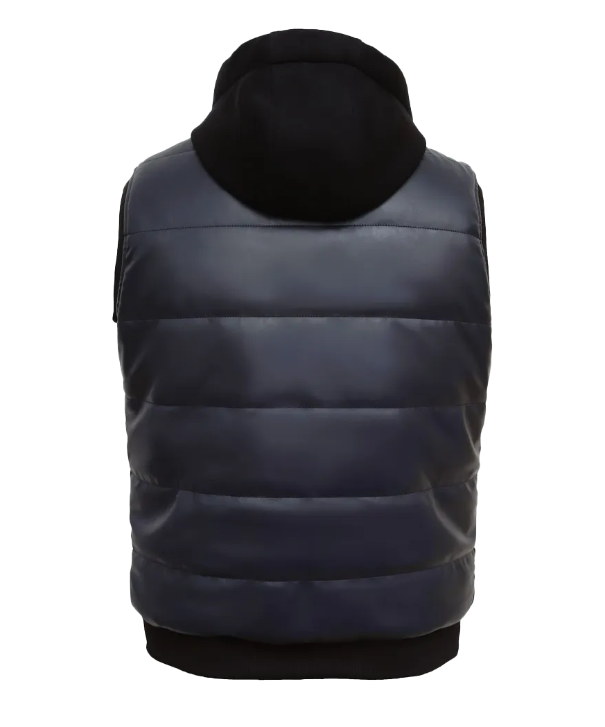 Dexter Men's Hooded Puffer Leather Gilet