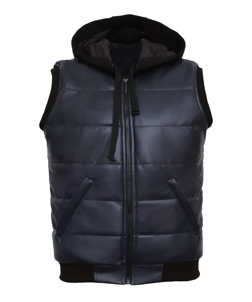 Dexter Men's Hooded Puffer Leather Gilet