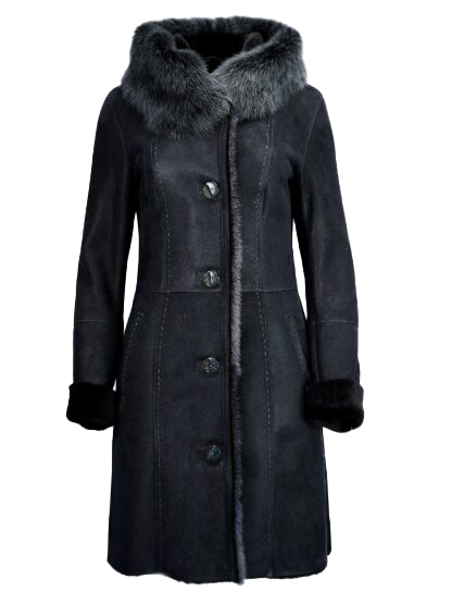 Donavan Women's Hooded Sheepskin Leather Coat