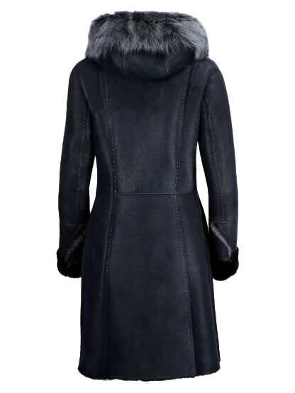 Donavan Women's Hooded Sheepskin Leather Coat