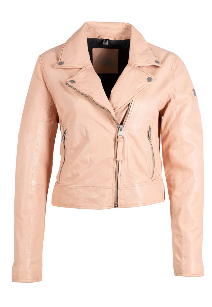 Draven Women's Peach Cropped Leather Jacket