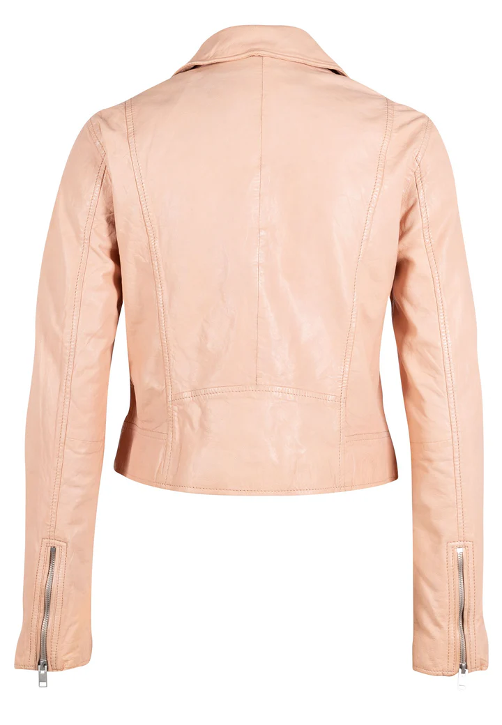 Draven Women's Peach Cropped Leather Jacket