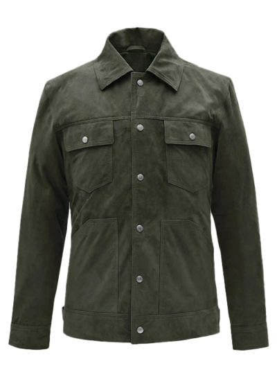 Jewel Men's Green Leather Shirt Jacket