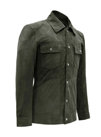 Jewel Men's Green Leather Shirt Jacket