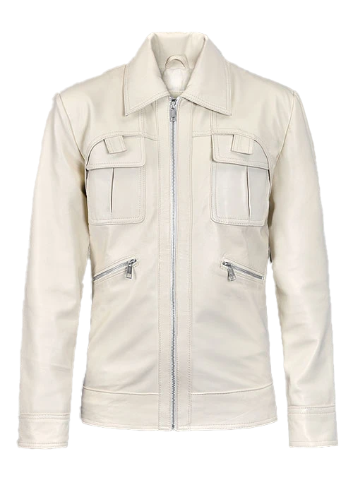 Karsyn Men's White Leather Shirt jacket