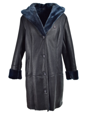 Kimora Women's Hooded Shearling Leather Coat