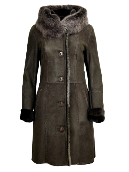 Livia Women's Hooded Sheepskin Leather Coat