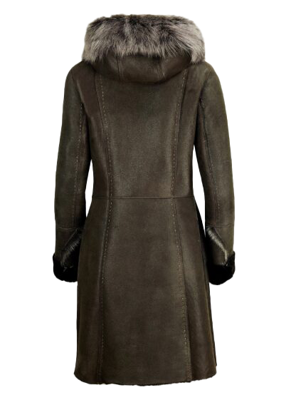 Livia Women's Hooded Sheepskin Leather Coat