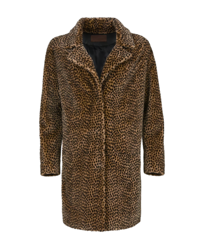 Maeve Women's Cheetah Print Sheepskin Coat