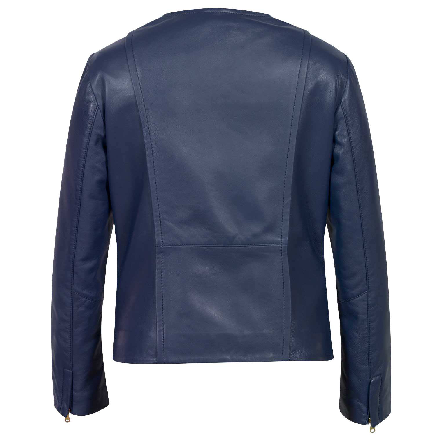 Nevaeh Ladies Blue Collarless Leather Jacket