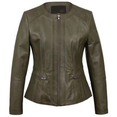 Nyasia Ladies Collarless Leather Jacket