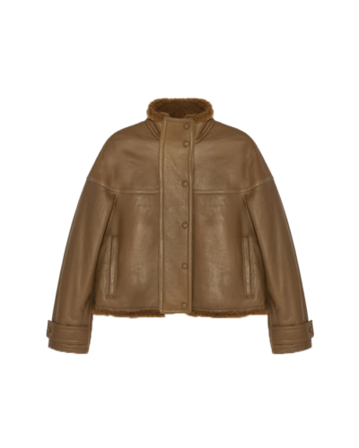 Peyton Women's Brown Shearling Leather Jacket