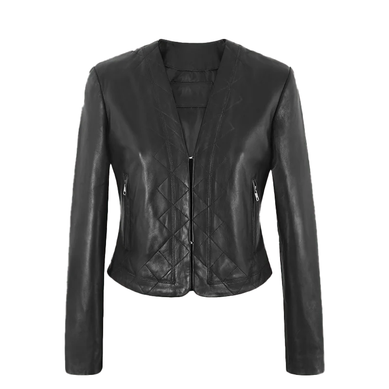 Presley Women's Black Cropped Leather Jacket