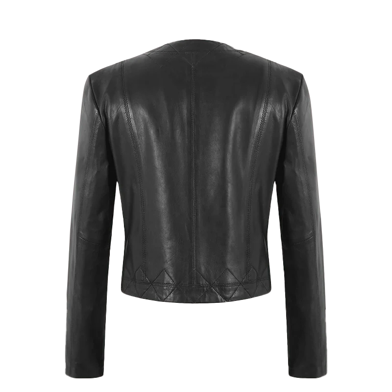 Presley Women's Black Cropped Leather Jacket