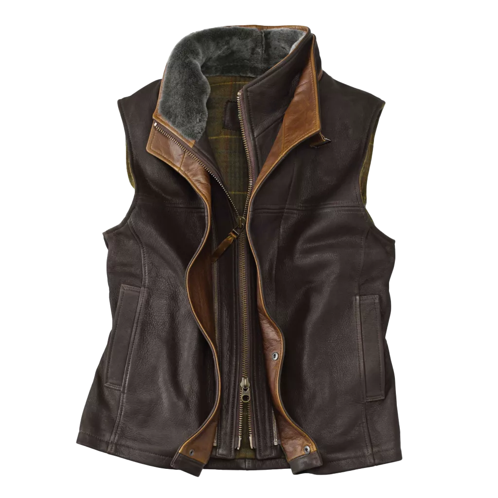 Raquel Men's Brown Shearling Leather Vest