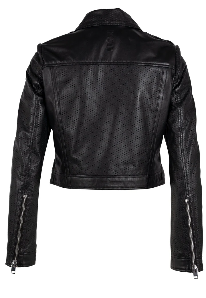 Savion Women's Black Cropped Leather jacket