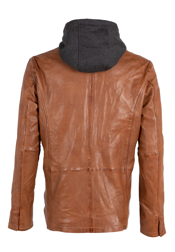 Simeon Men's Hooded Leather Jacket