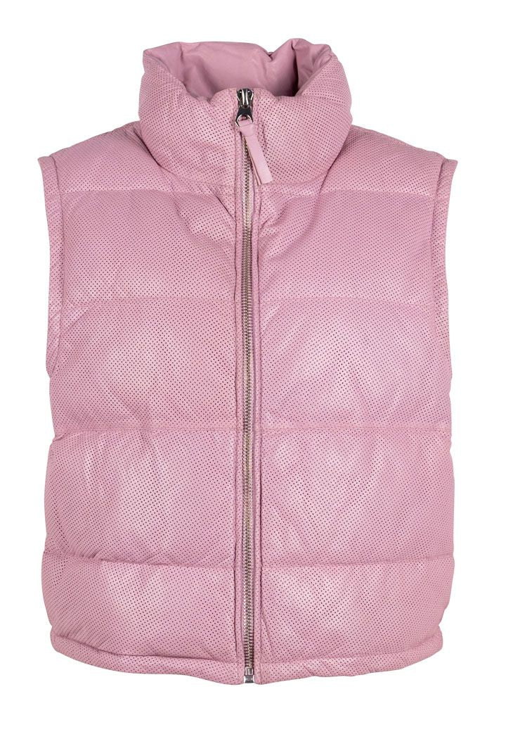 Soren Women's Pink Leather Vest