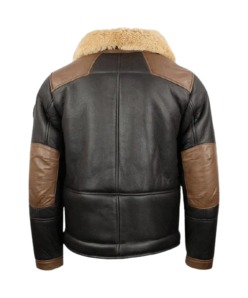 Thaddeus Men's B3 Black Shearling Bomber Leather Jacket