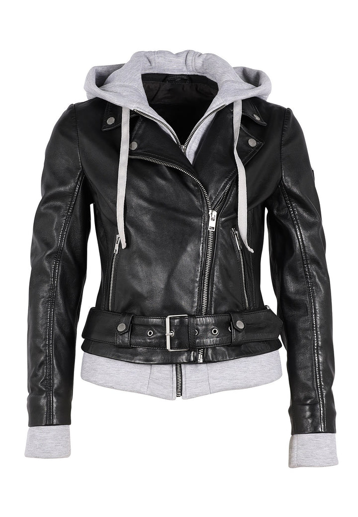 Jayvion Women’s Grey Leather Jacket