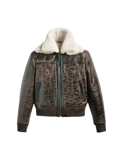 Yadiel Men's RAF Shearling Aviator Leather Bomber Jacket
