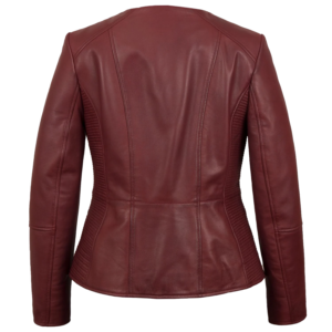 Yaretzi Ladies Maroon Collarless Leather Jacket