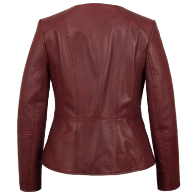 Yaretzi Ladies Maroon Collarless Leather Jacket