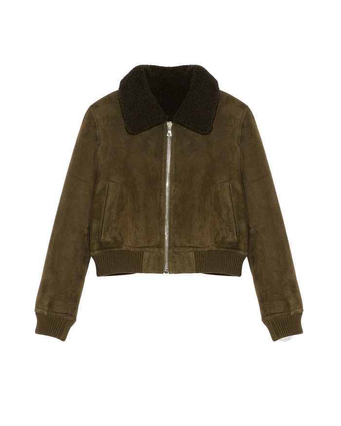 Yesenia Women's Suede Bomber Leather Jacket