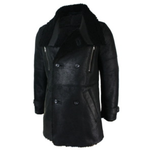 Archie Men's Black Sheepskin Leather Coat