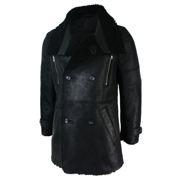 Archie Men's Black Sheepskin Leather Coat