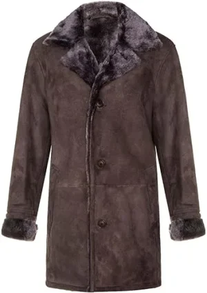 Brock Men’s Brown Shearling Leather Coat