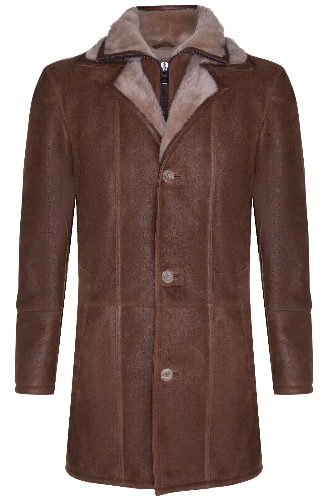 Harvey Men’s Brown Sheepskin Leather Coat