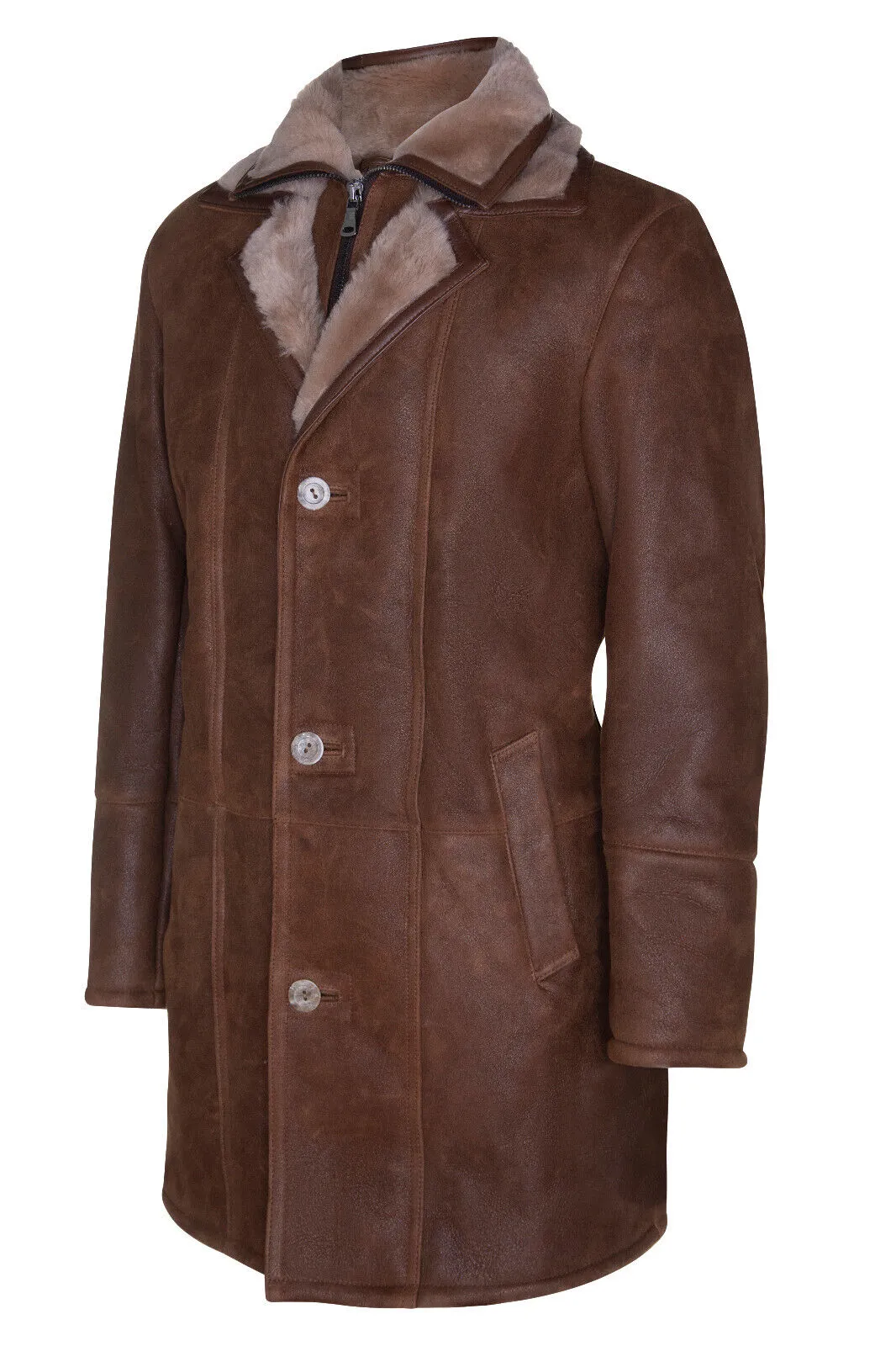 Harvey Men’s Brown Sheepskin Leather Coat