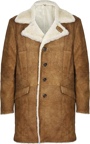 Hudson Men's Tan Sheepskin Leather Coat