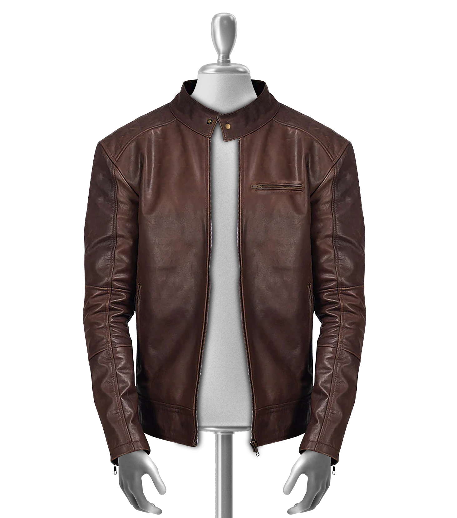 Maverick Brown Leather Biker Jacket