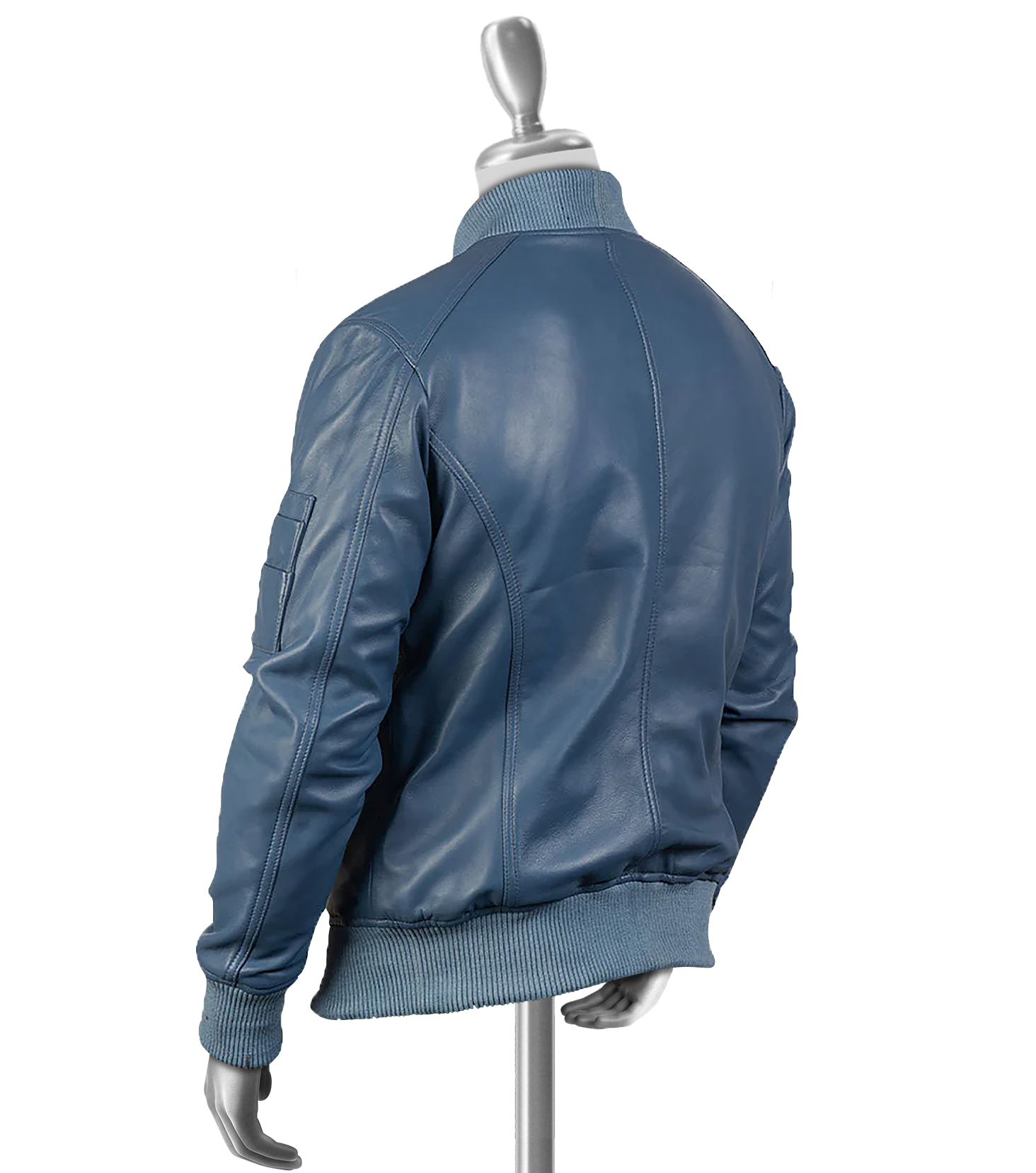 Struan Men’s Blue Bomber Leather Jacket