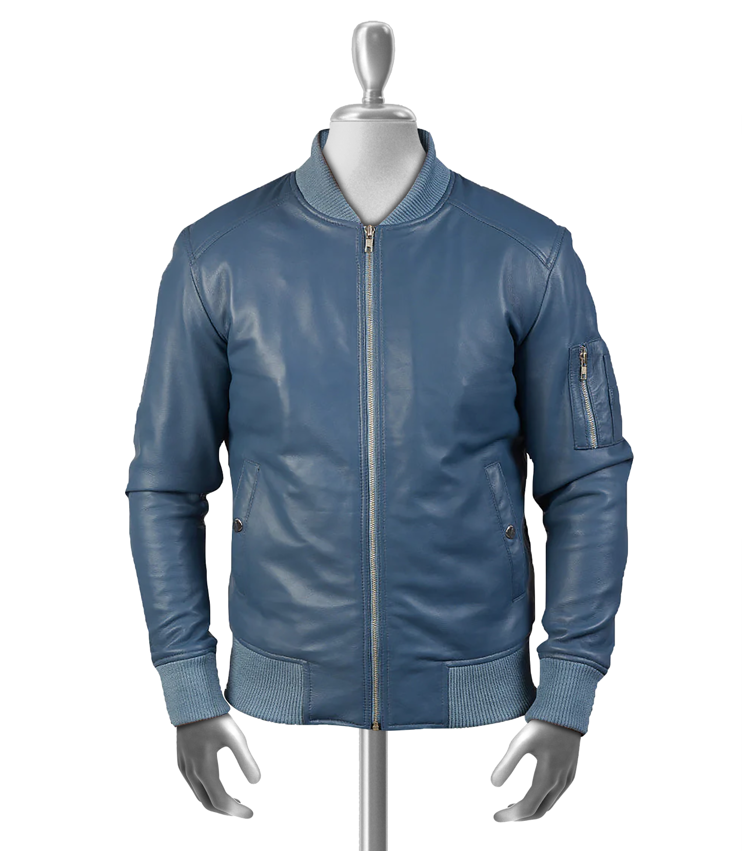 Struan Men’s Blue Bomber Leather Jacket