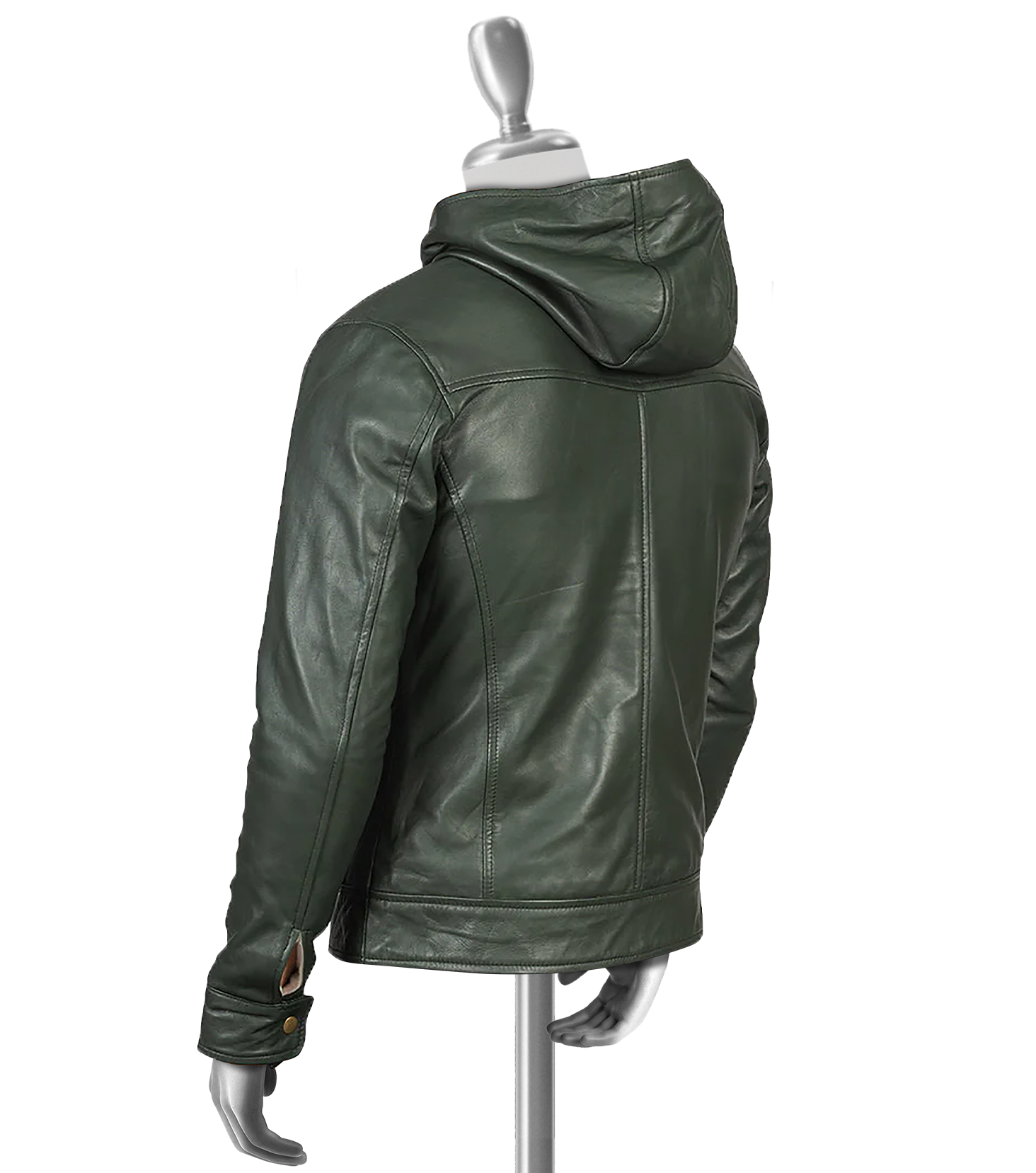 Caldwell Men's Green Hooded Bomber Leather Jacket